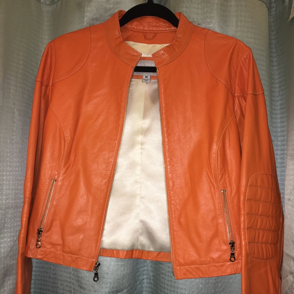 Orange Wilsons Leather Moto Jacket